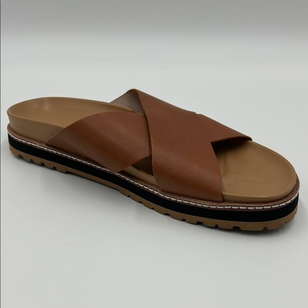 ONLY Left shoe Brown Cross Strap Slide Sandals